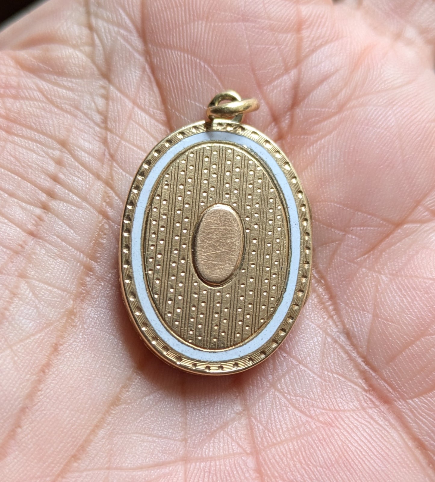 14k White Enamel Locket Early 1900s