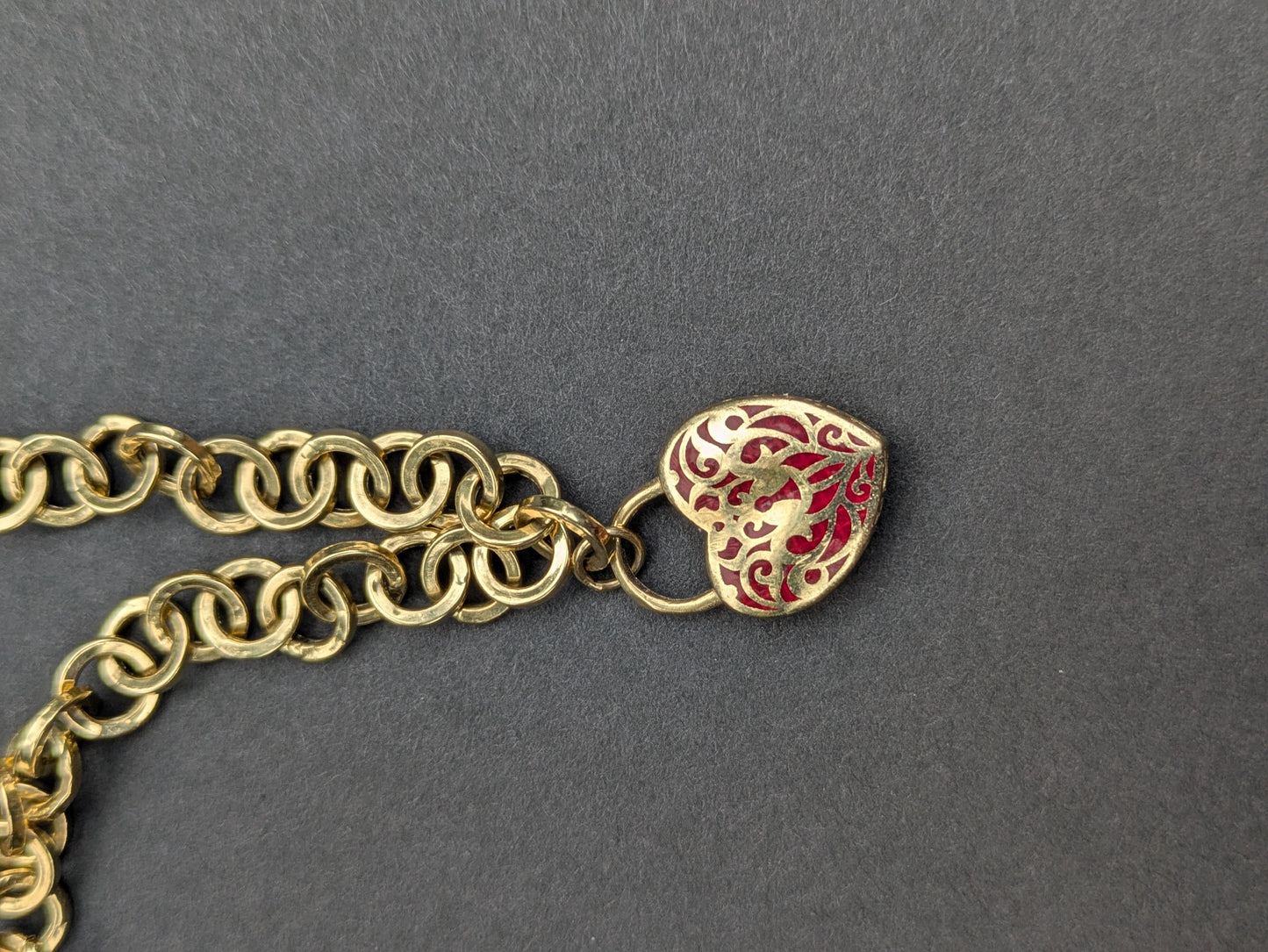 14k Estate Bracelet with Enamel Heart Lock