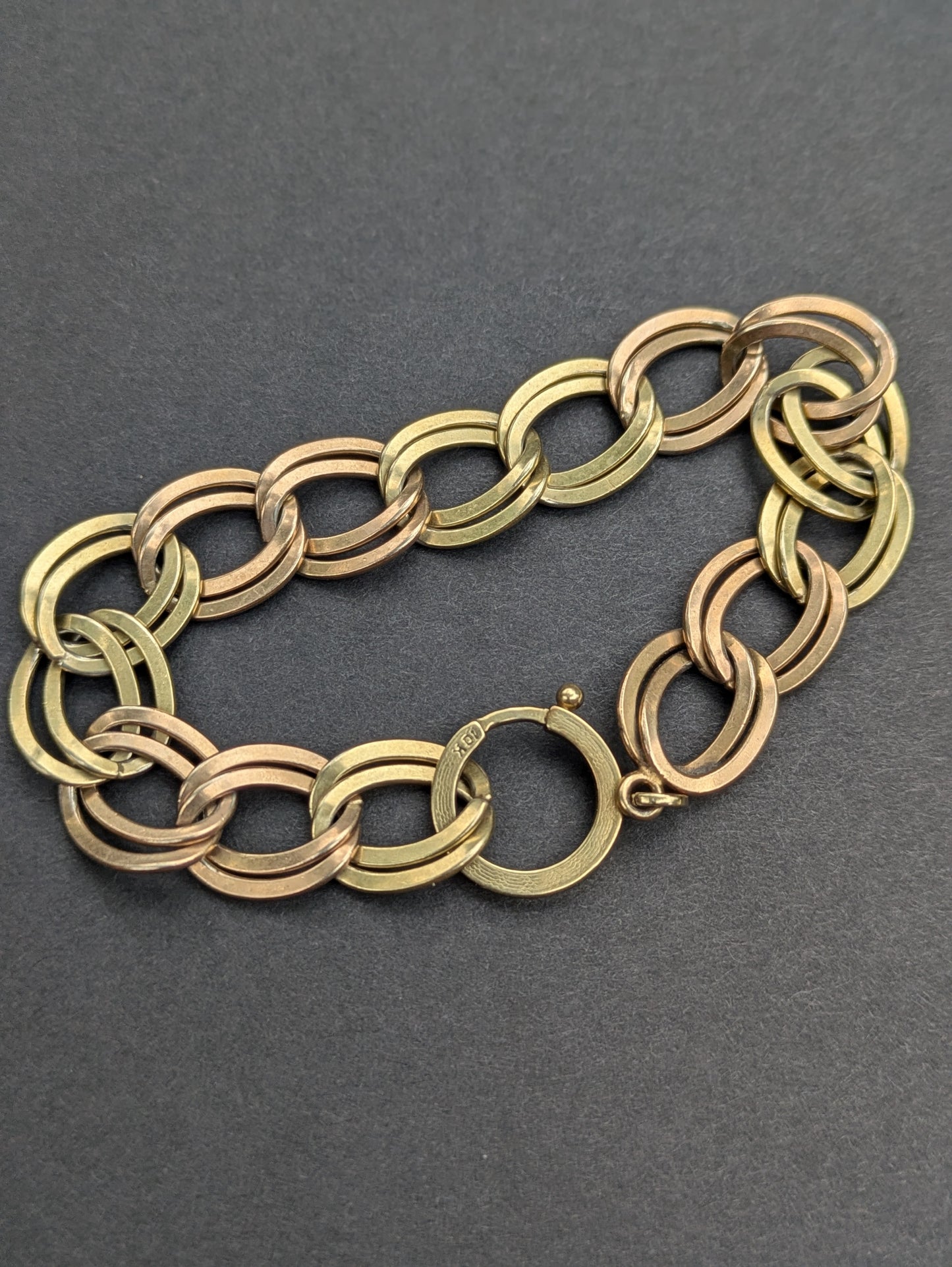 10k Double Link Large Bolt Clasp Bracelet