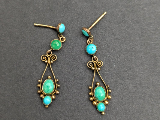 9k Interwar Years Turquoise Earrings
