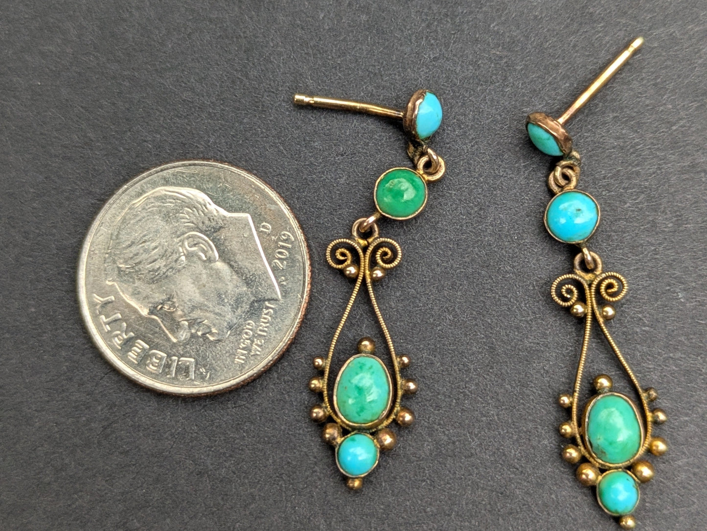 9k Interwar Years Turquoise Earrings
