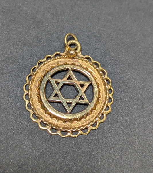 9k Star of David Medallion Pendant