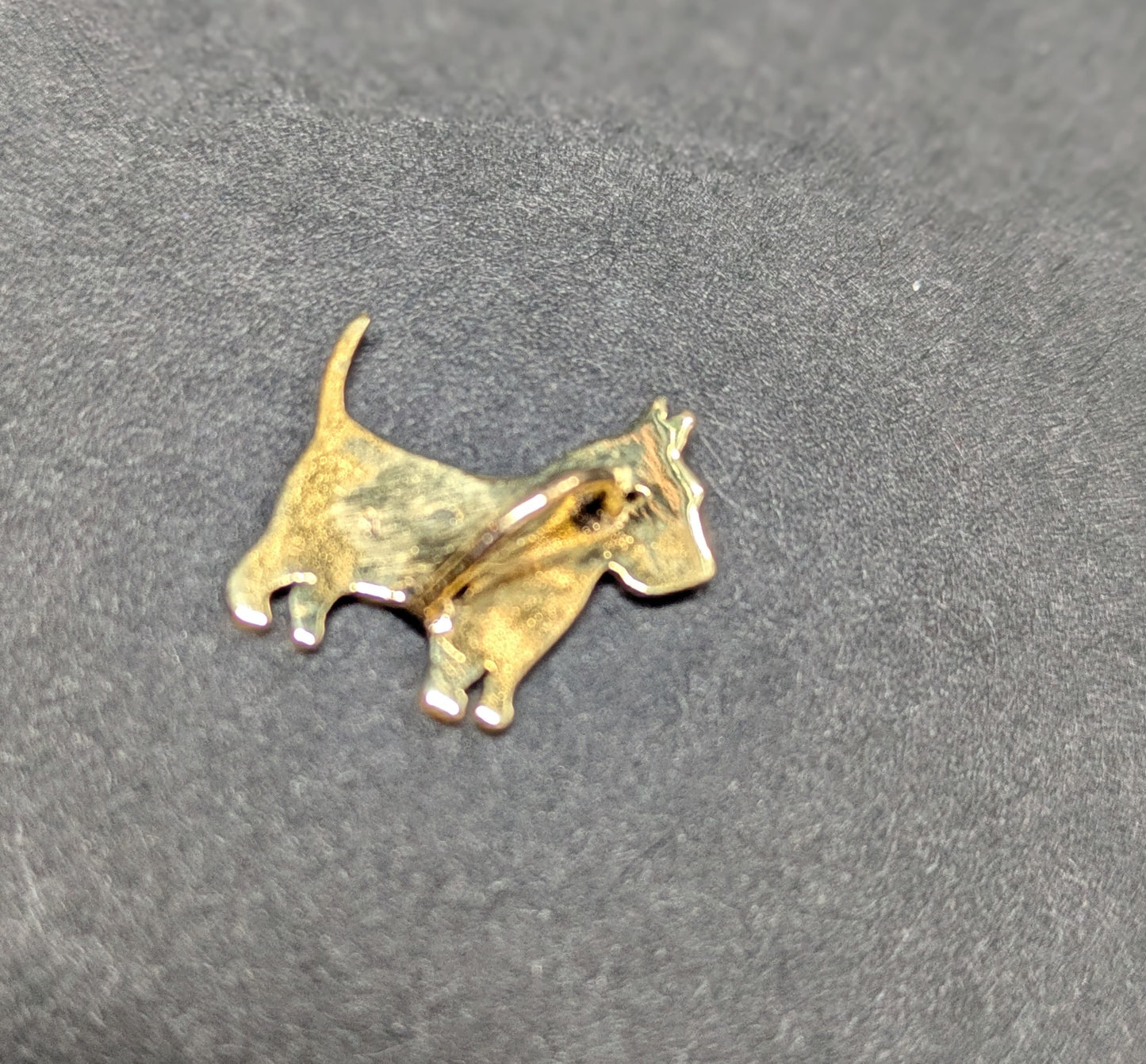 14k Art Deco Scottie Dog Charm with Enamel
