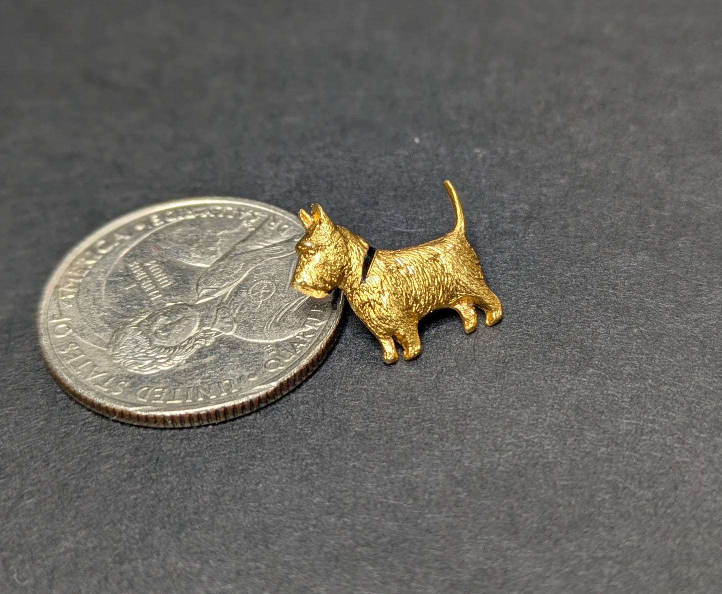 14k Art Deco Scottie Dog Charm with Enamel