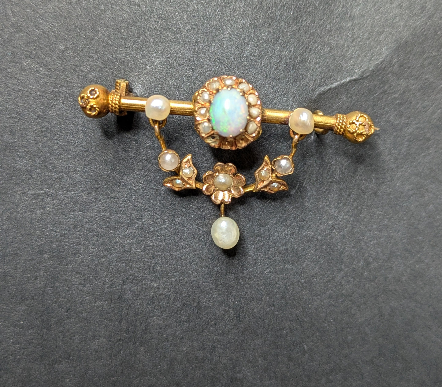 French 18k Opal Swag Brooch