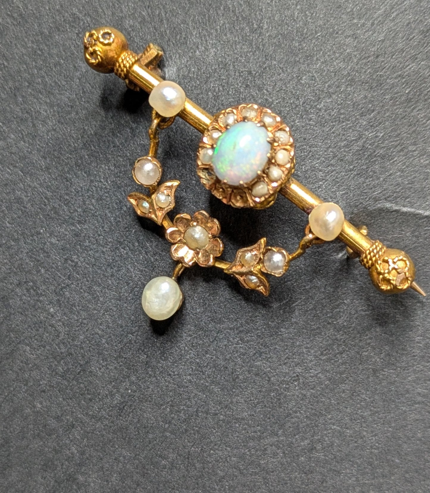 French 18k Opal Swag Brooch