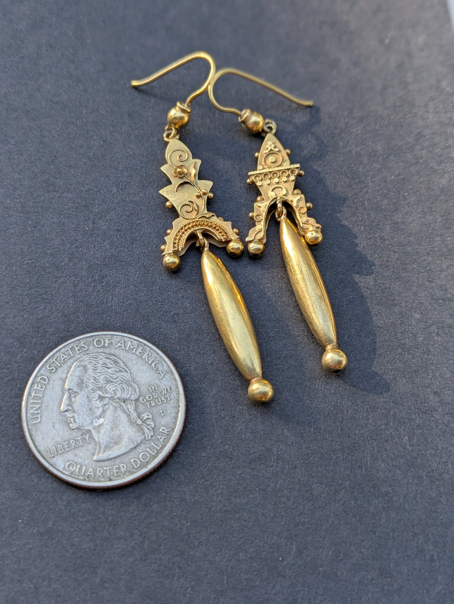 18k English Early Victorian Dangle Earrings