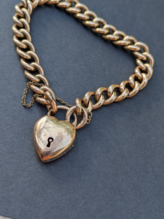 9k Interwar Years Puffy Heart Curb Bracelet