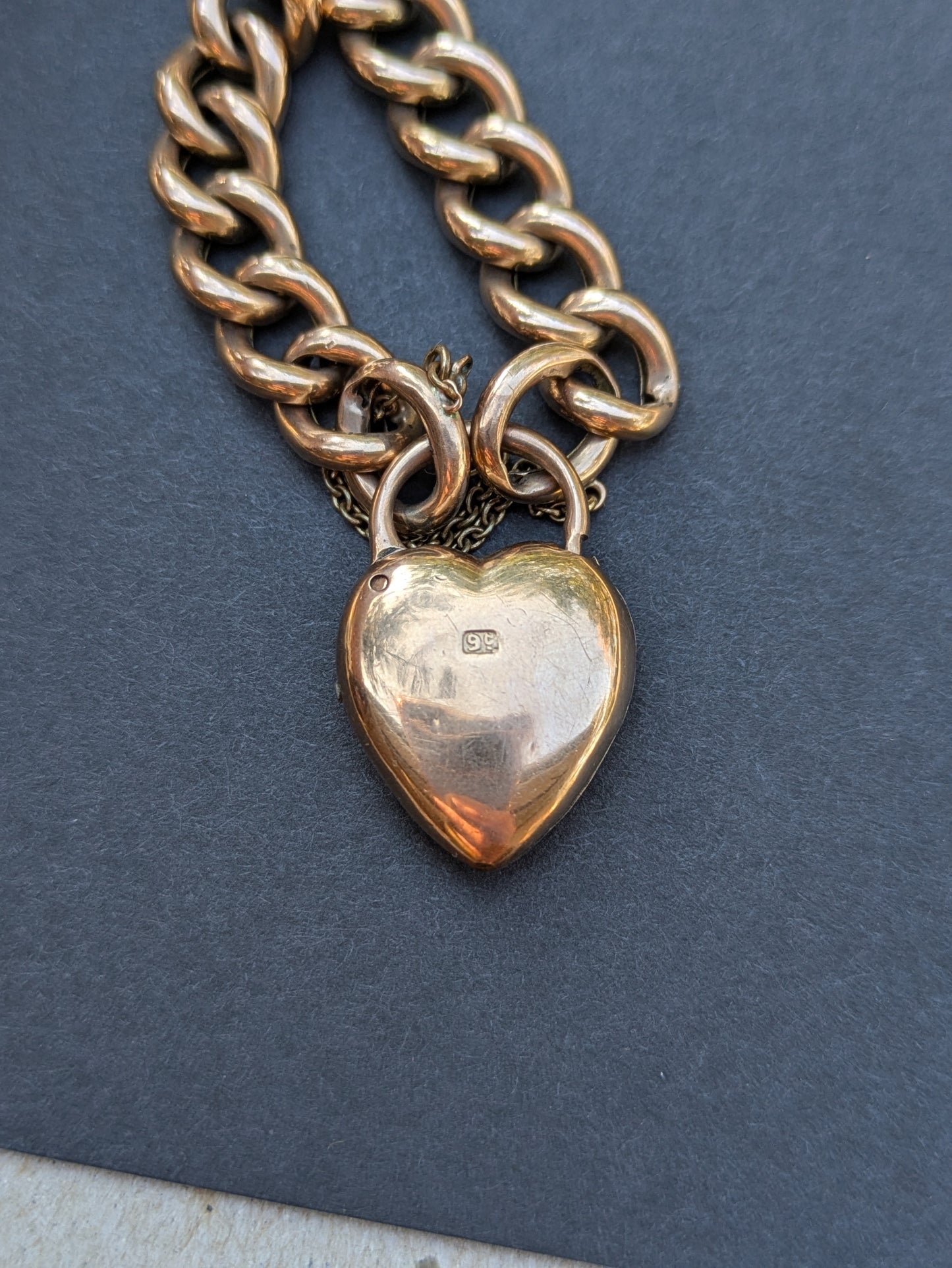 9k Interwar Years Puffy Heart Curb Bracelet