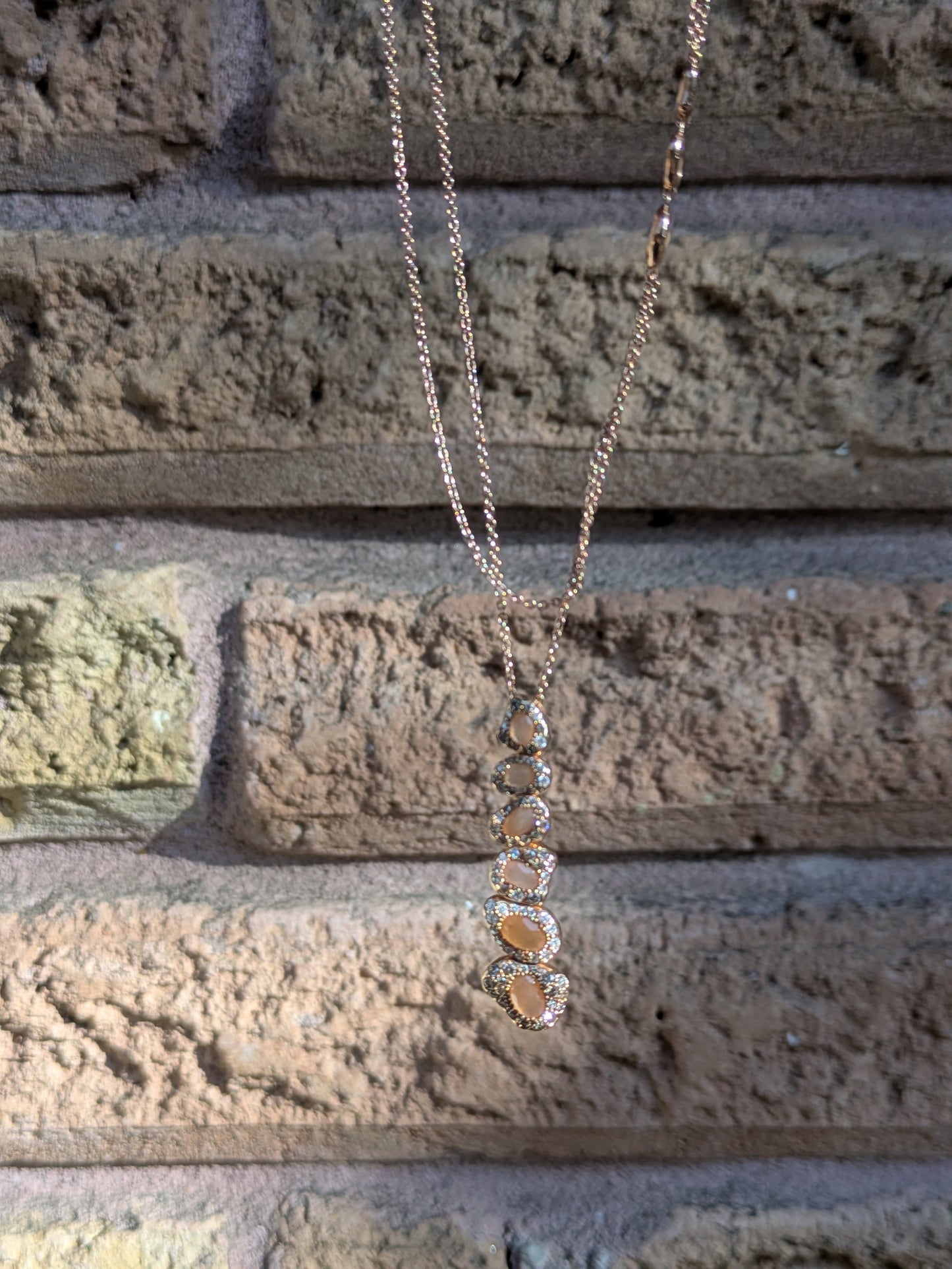 14k Moonstone and Diamond Necklace