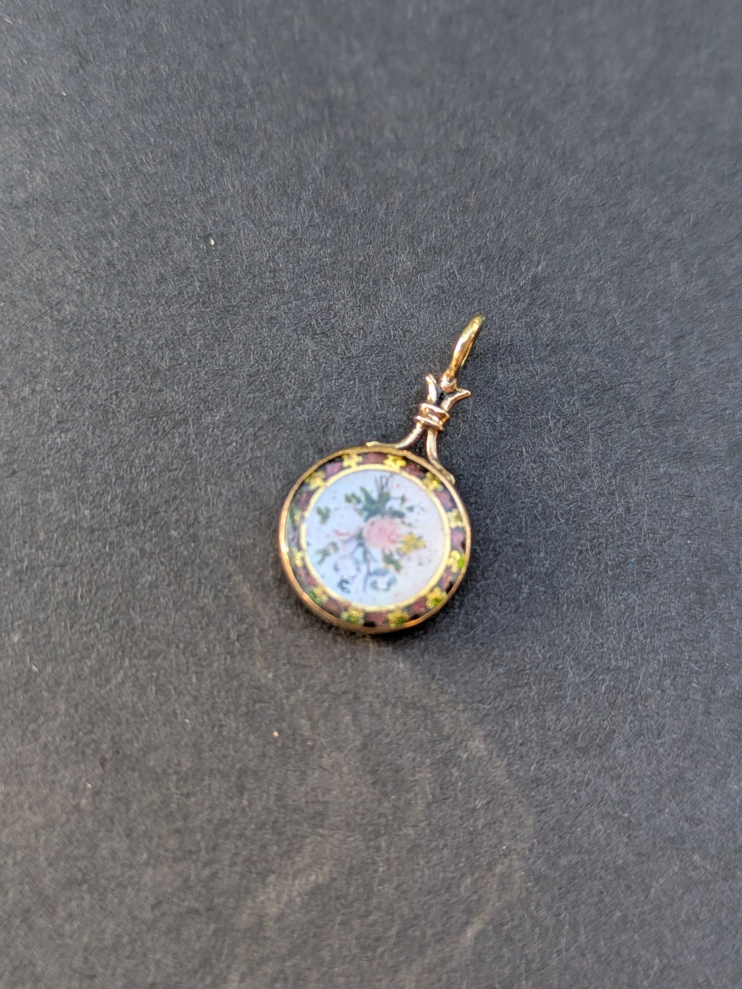 Early Victorian/Late Georgian Enamel and Stuart Crystal Rose Pendant