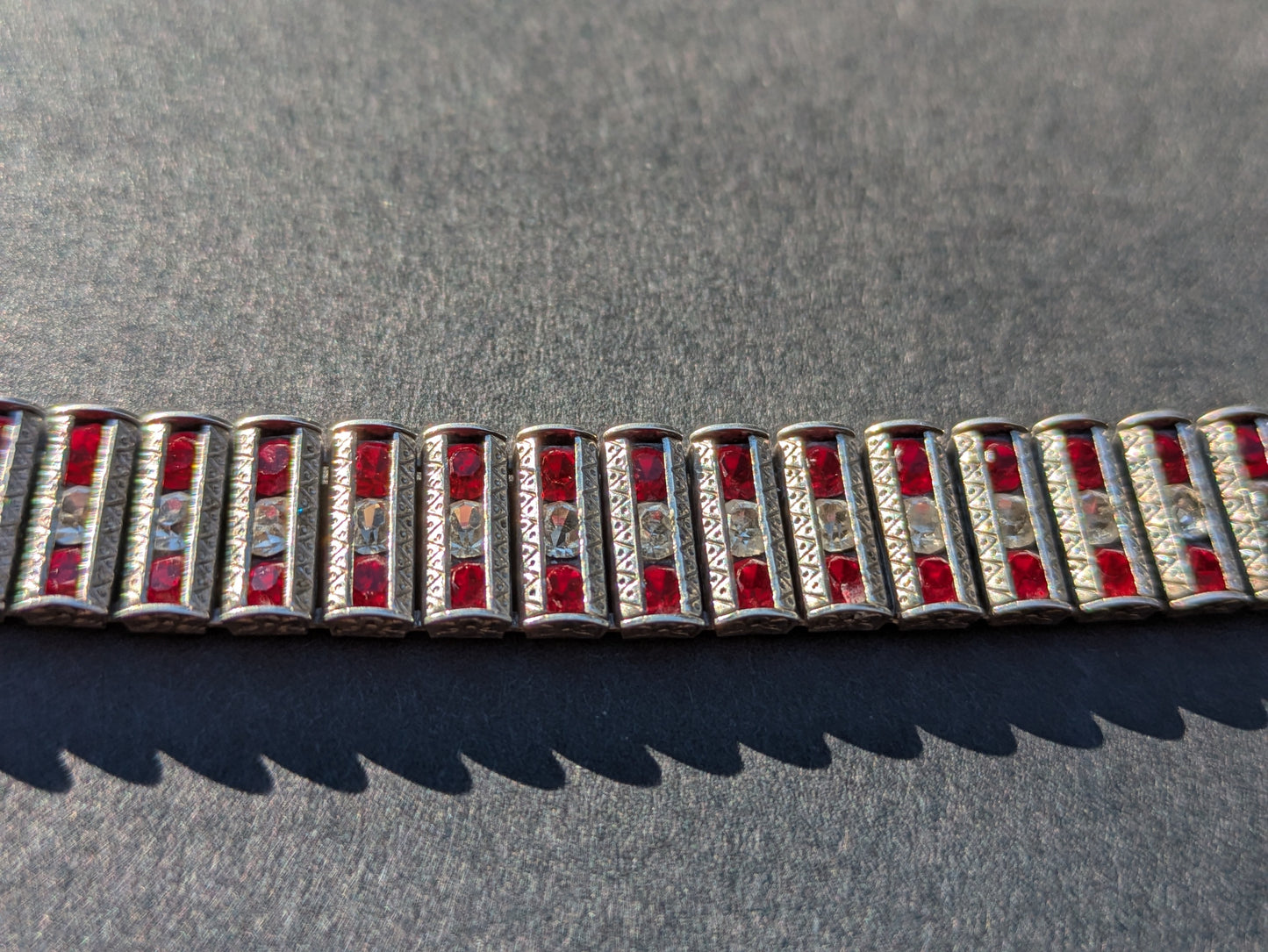 Sterling and Red Crystal Bracelet