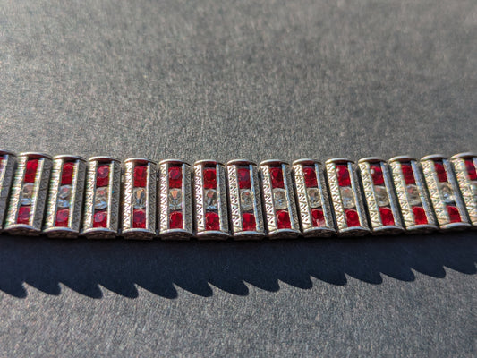 Sterling and Red Crystal Bracelet