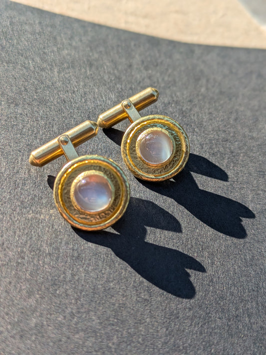 19k Elizabeth Locke Moonstone Cufflinks