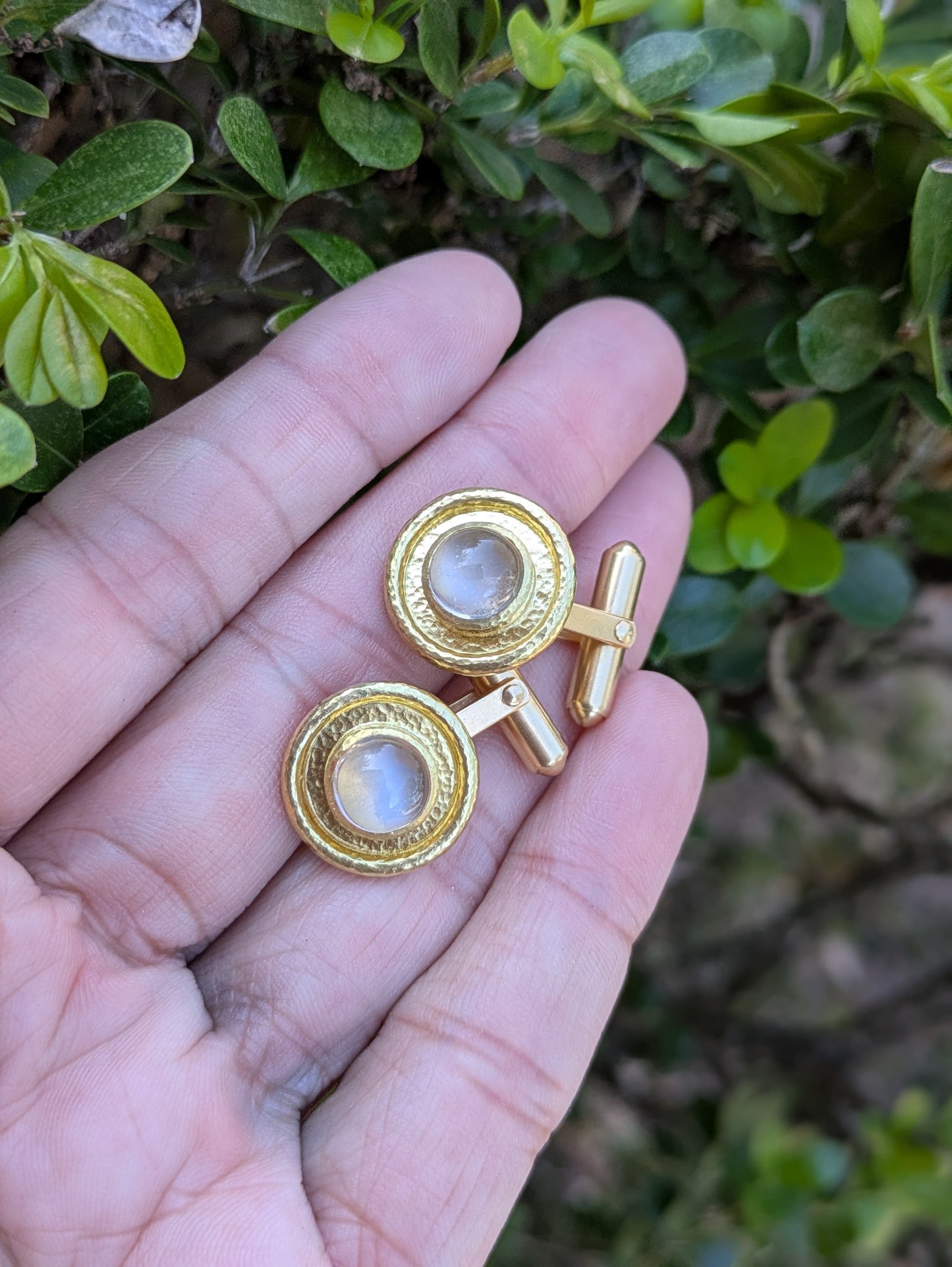 19k Elizabeth Locke Moonstone Cufflinks