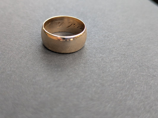 Wide Interwar Years 14k Yellow Gold Wedding Band