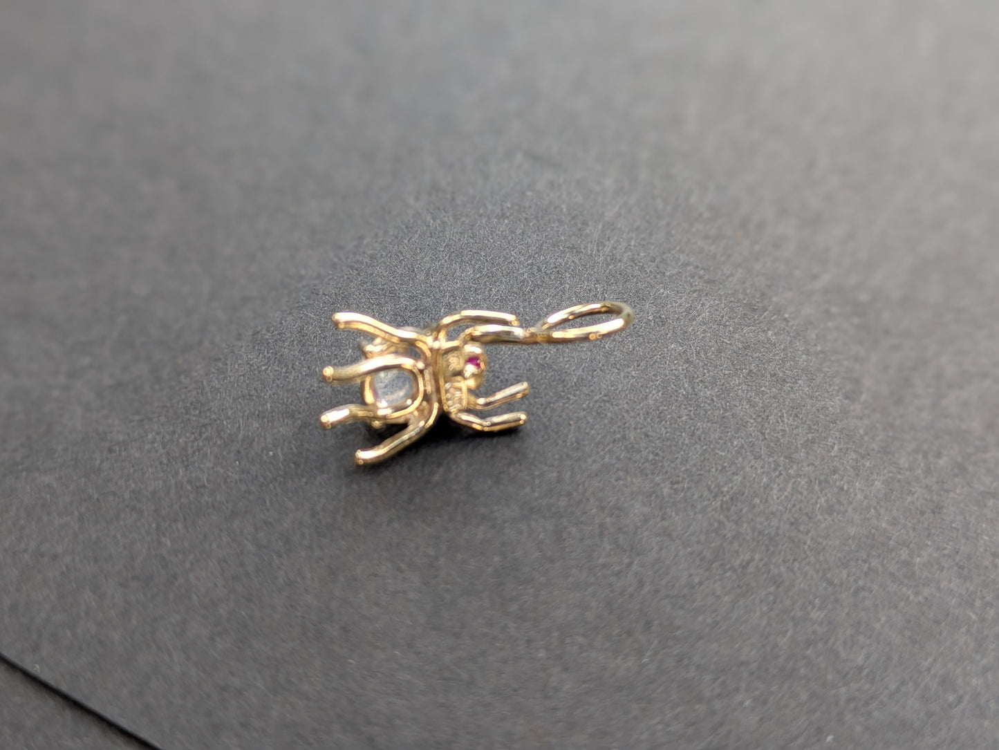 14k Spider Charm with Ruby and Moonstone