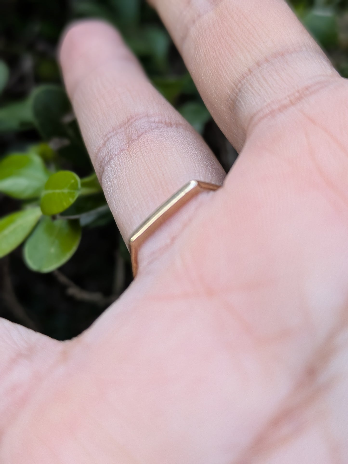 Thin 14k Designer Bar Ring