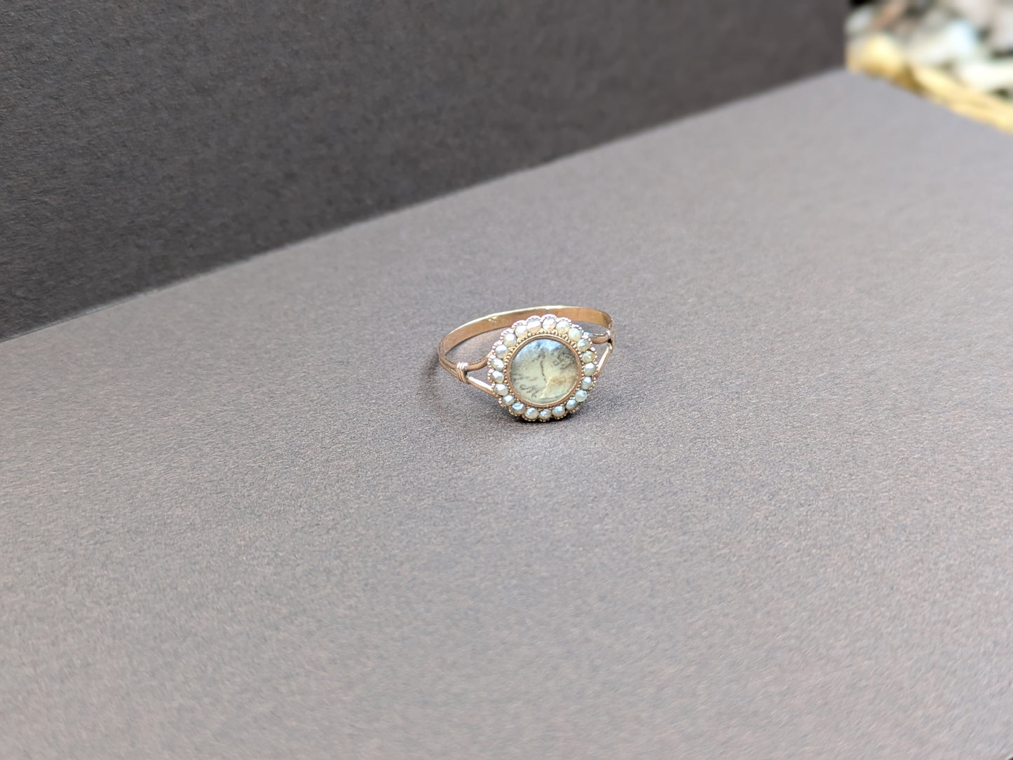 Dutch 14k Mourning Ring with Seed Pearl