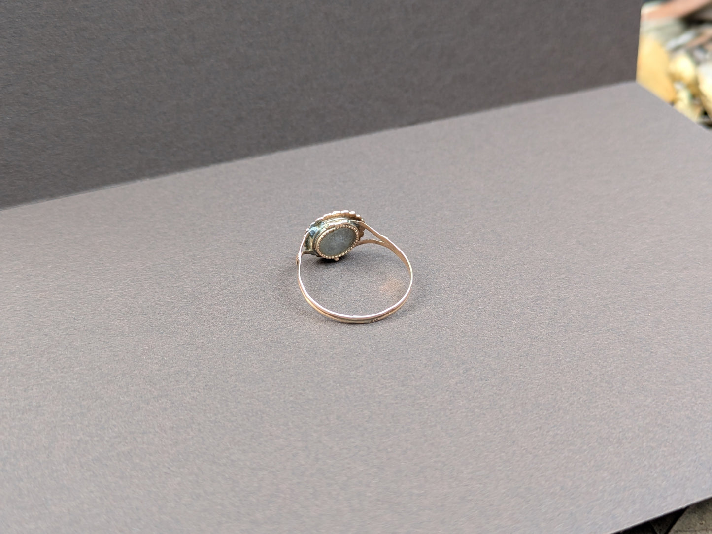 Dutch 14k Mourning Ring with Seed Pearl