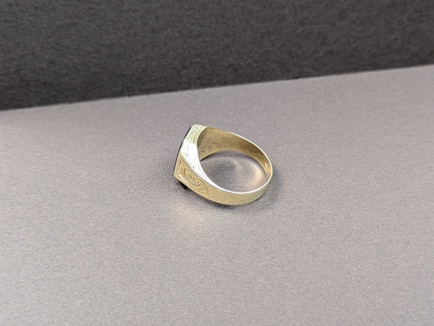 14k Onyx Signet Ring with Side Engraving