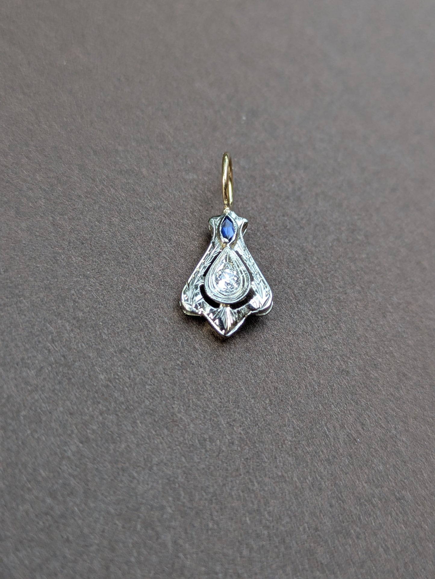Edwardian White Gold Sapphire and Diamond Charm