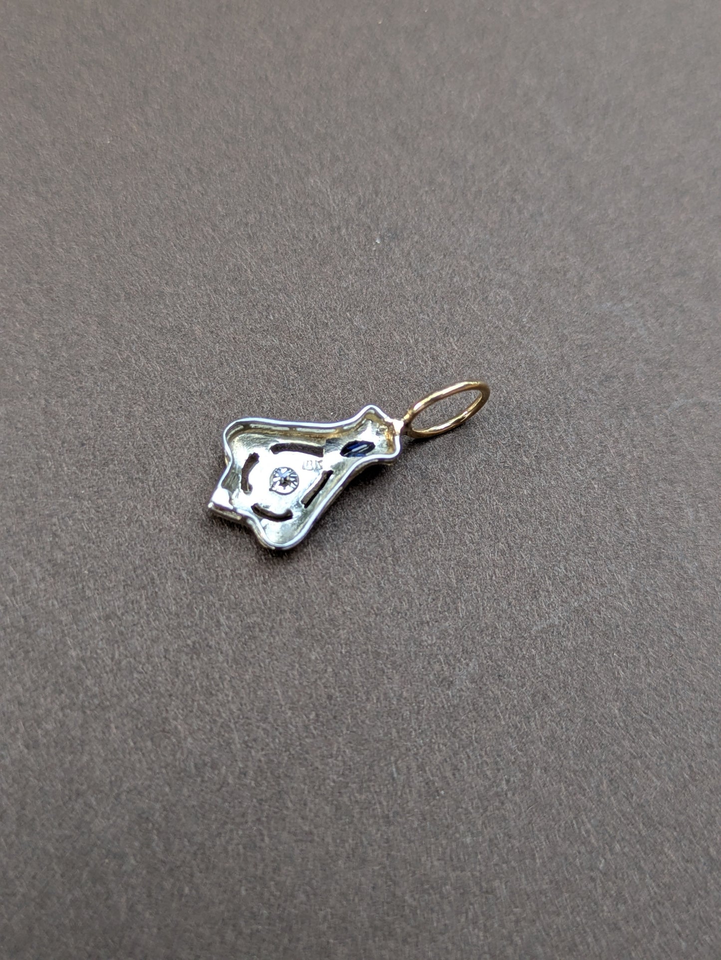 Edwardian White Gold Sapphire and Diamond Charm