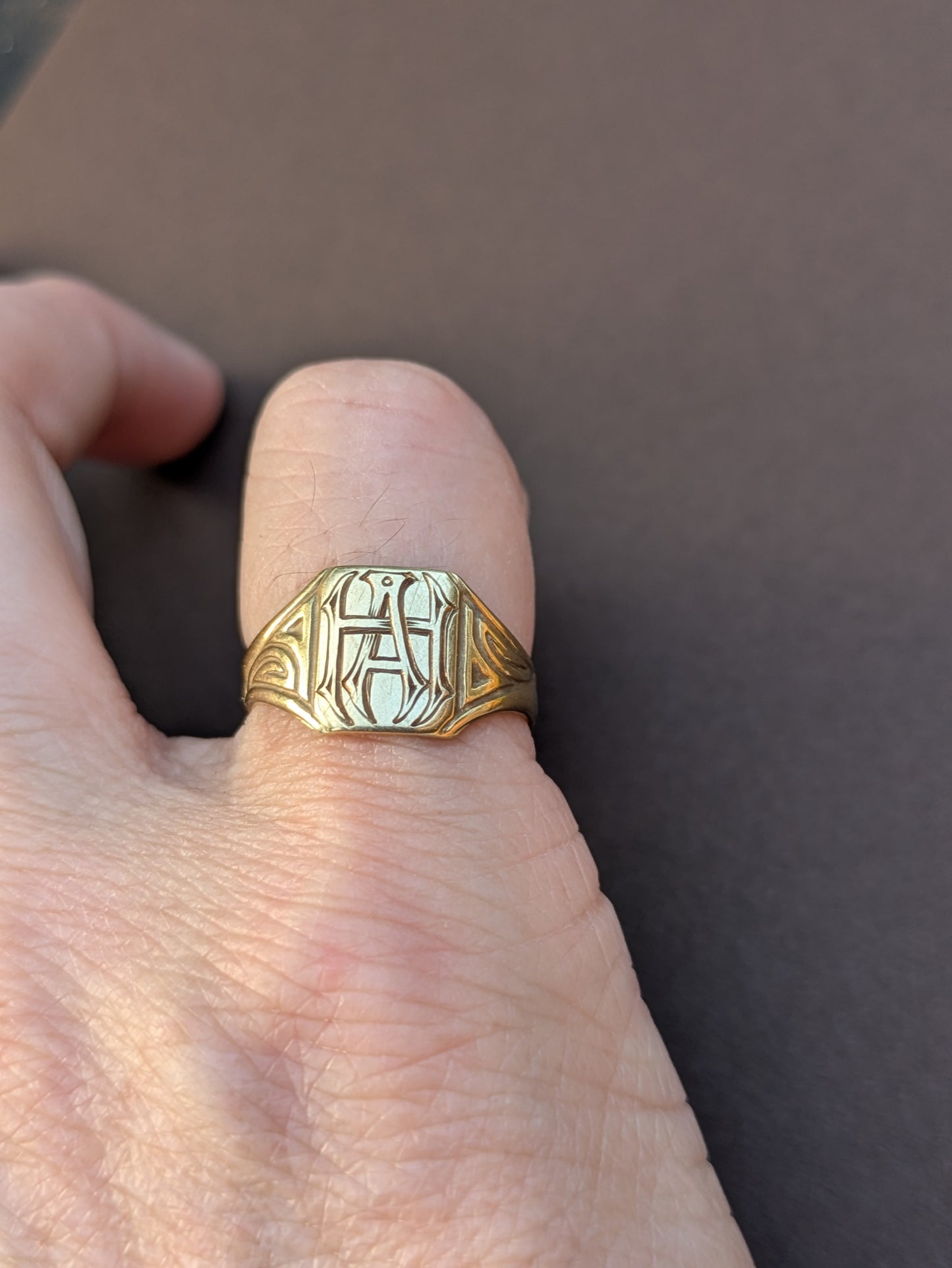 14k Signet Ring with "AH" Engraving