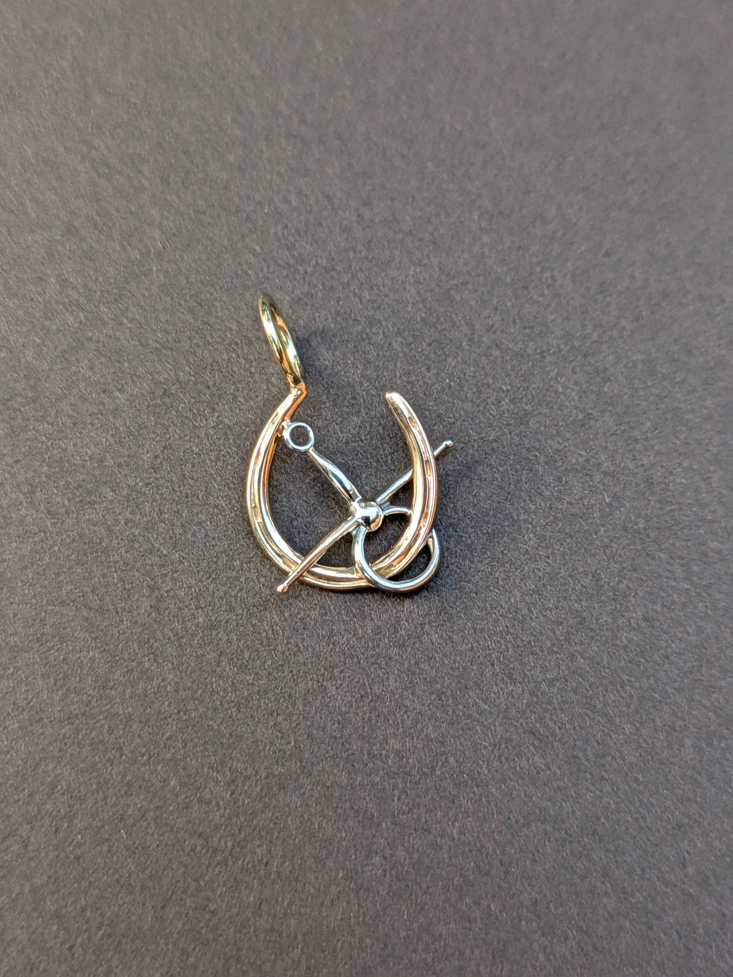 14k Two Tone Horseshoe and Stirrup Charm