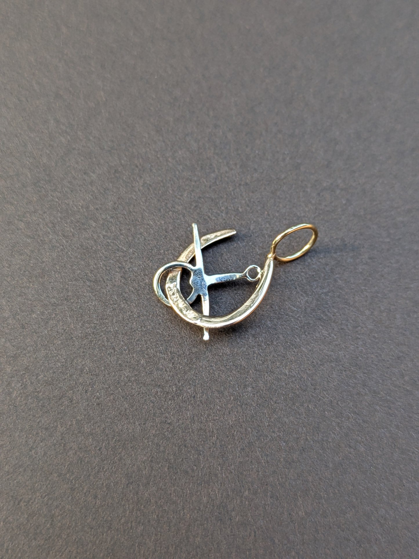 14k Two Tone Horseshoe and Stirrup Charm