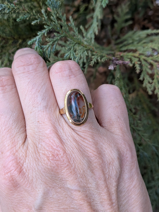 14k Moss Agate Ring
