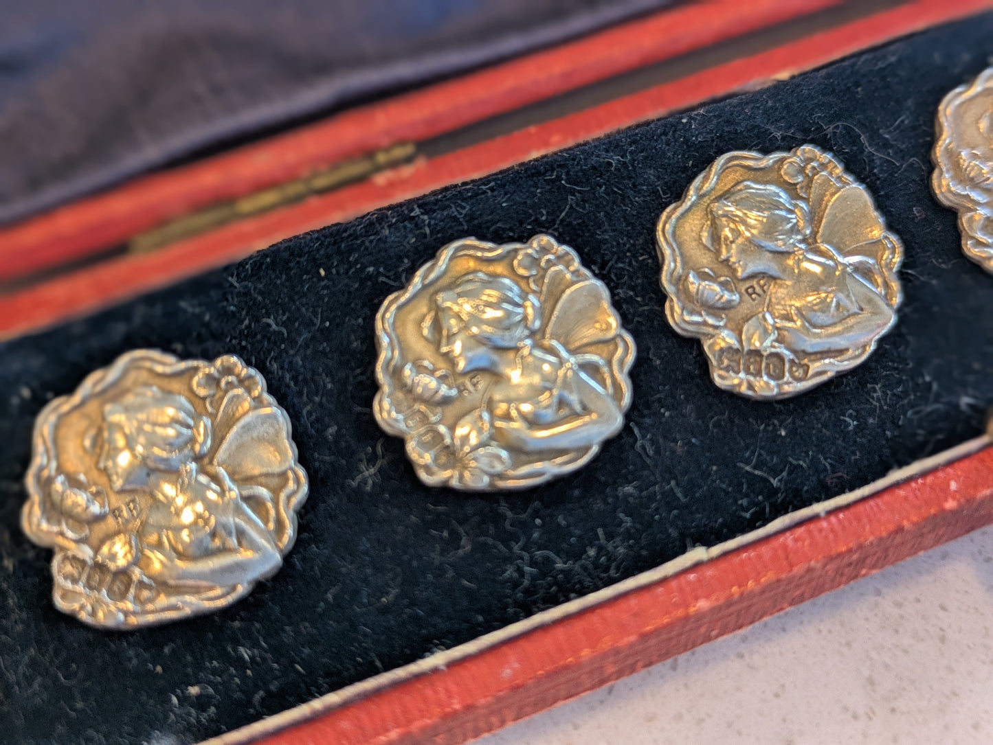Art Nouveau Silver Fairy Buttons