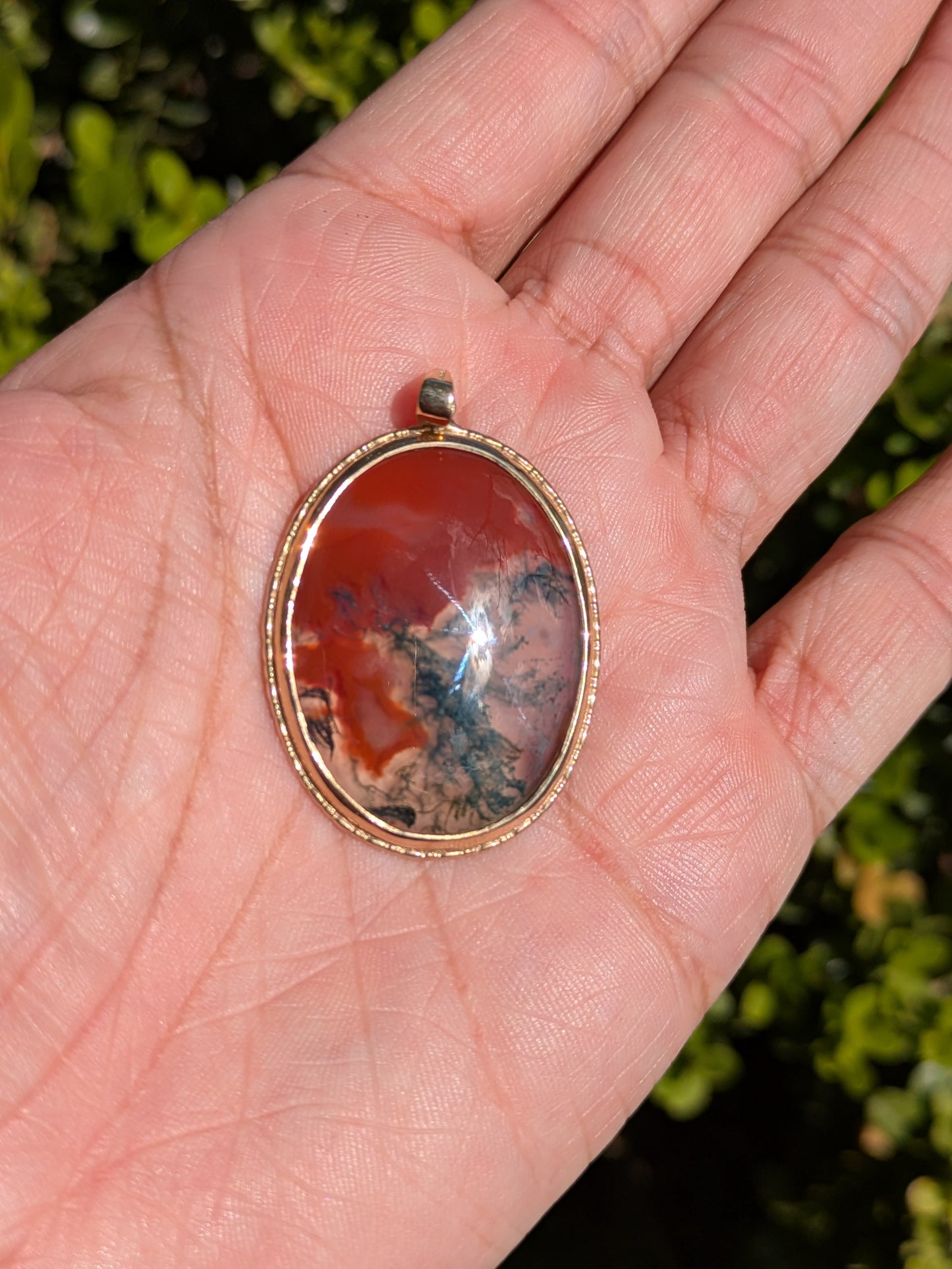 9k Moss Agate Pendent