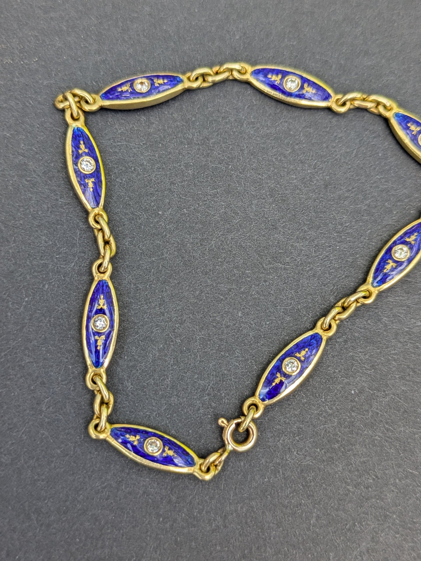 French Blue Enamel & Diamond Bracelet