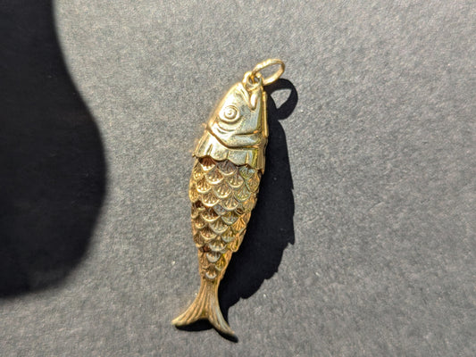 9k Articulated Fish Pendant