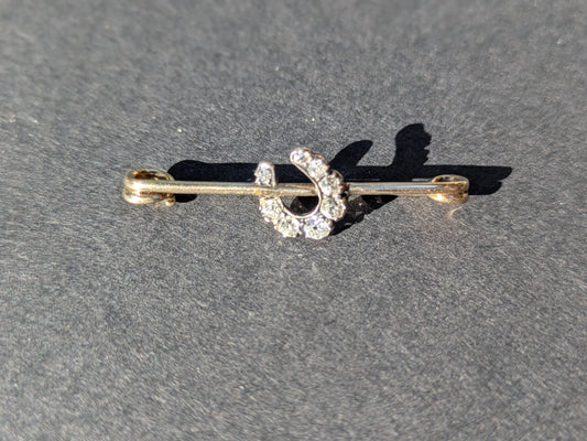 18k Mine Cut Horseshoe Safety Pin