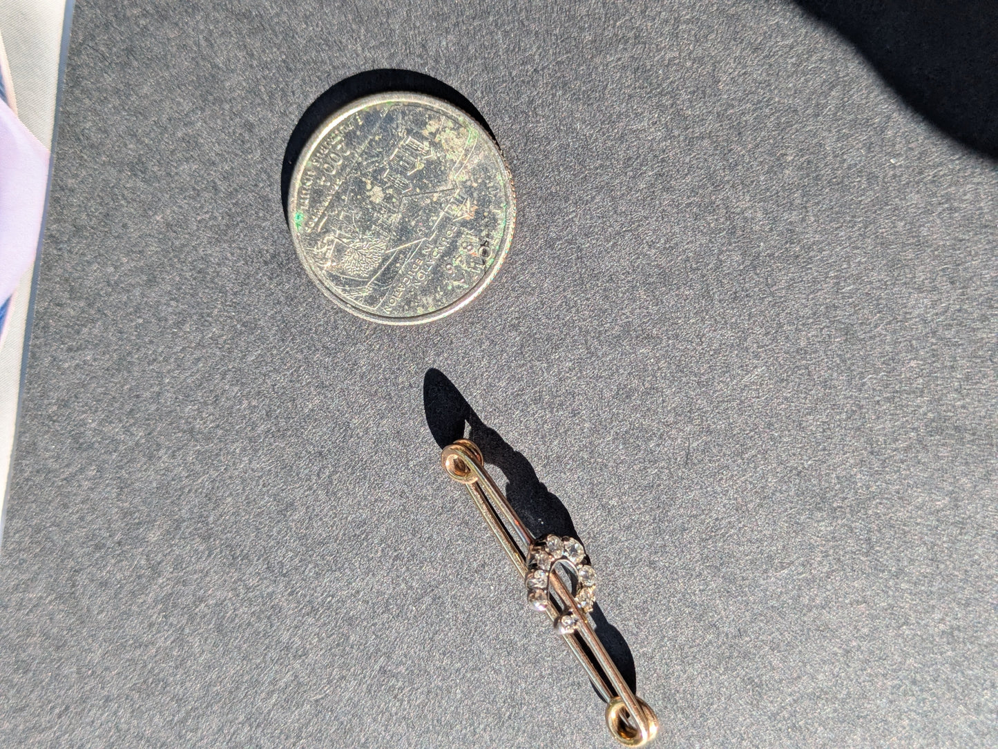 18k Mine Cut Horseshoe Safety Pin