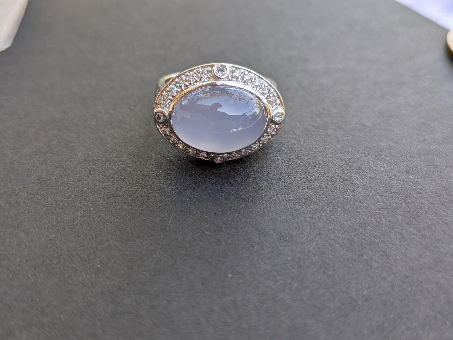 Chalcedony and Diamond Ring 14k