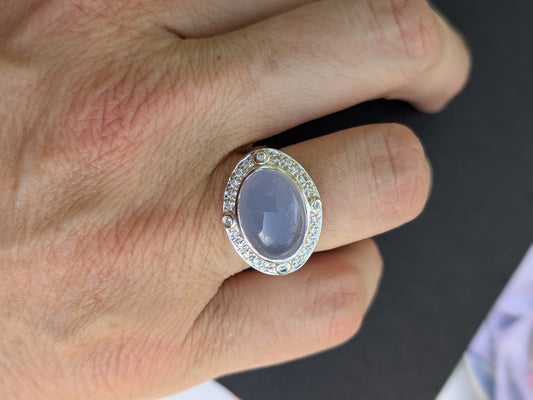 Chalcedony and Diamond Ring 14k