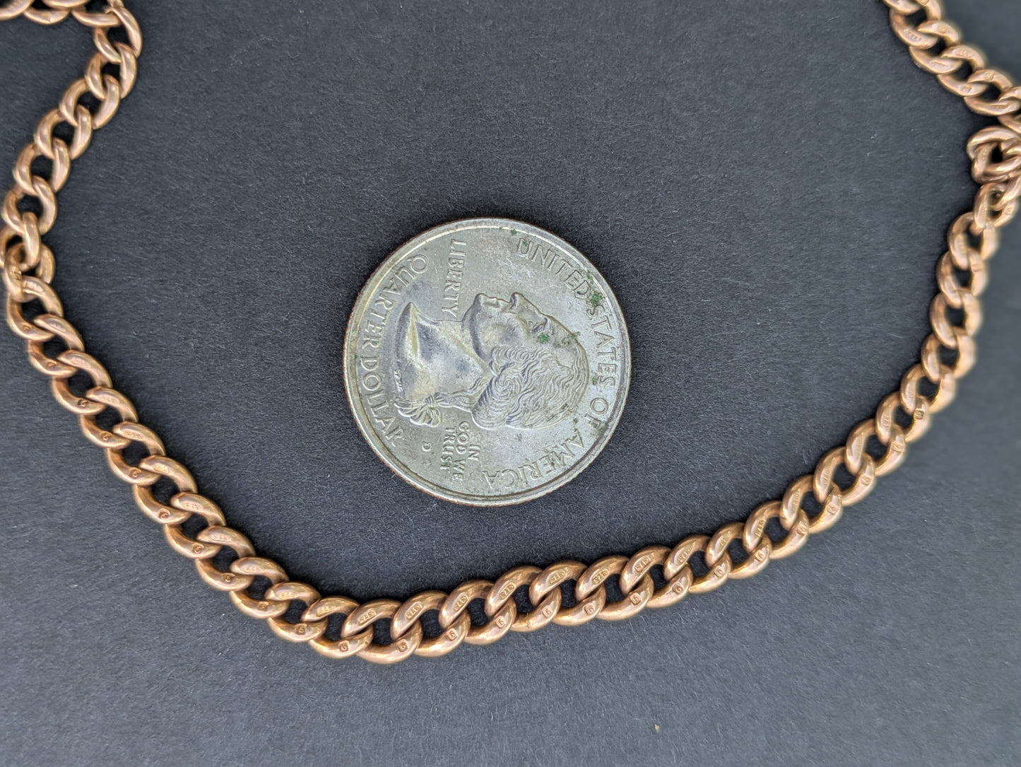 9k Rose Gold Graduated Curb Chain with Dog Clip