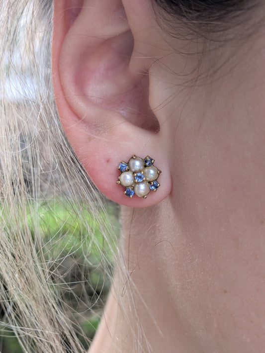 9k Sapphire & Pearl Earrings