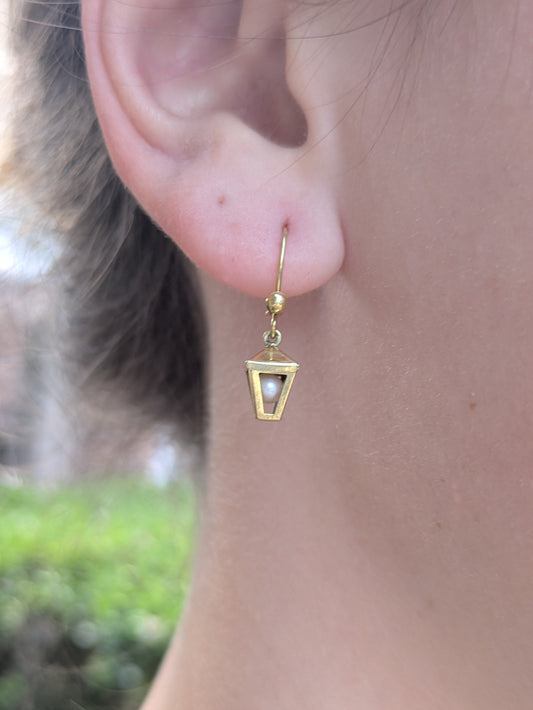 9k Pearl Lantern Earrings