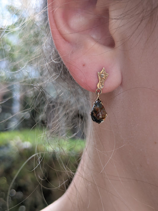 9k Moss Agate Earrings
