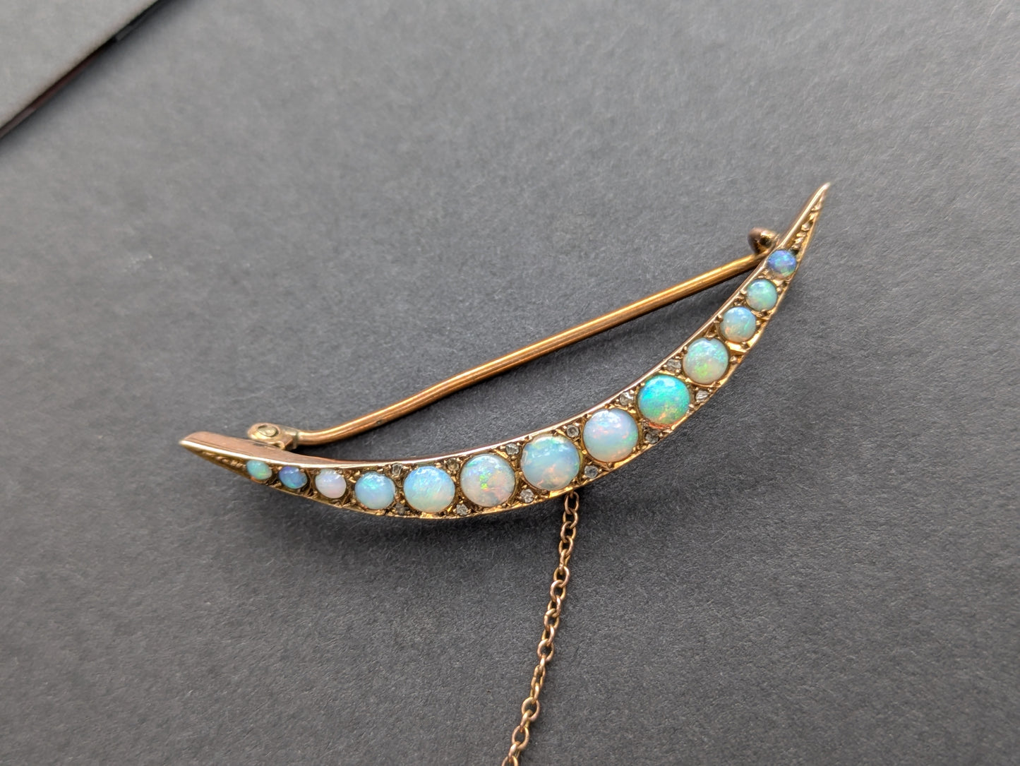 15k Rose Gold and Opal Crescent Brooch