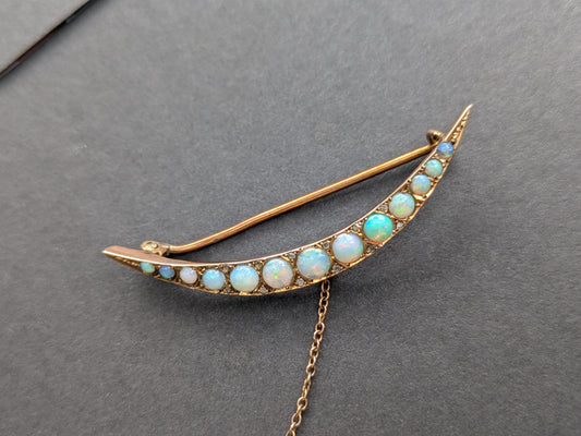 15k Rose Gold and Opal Crescent Brooch
