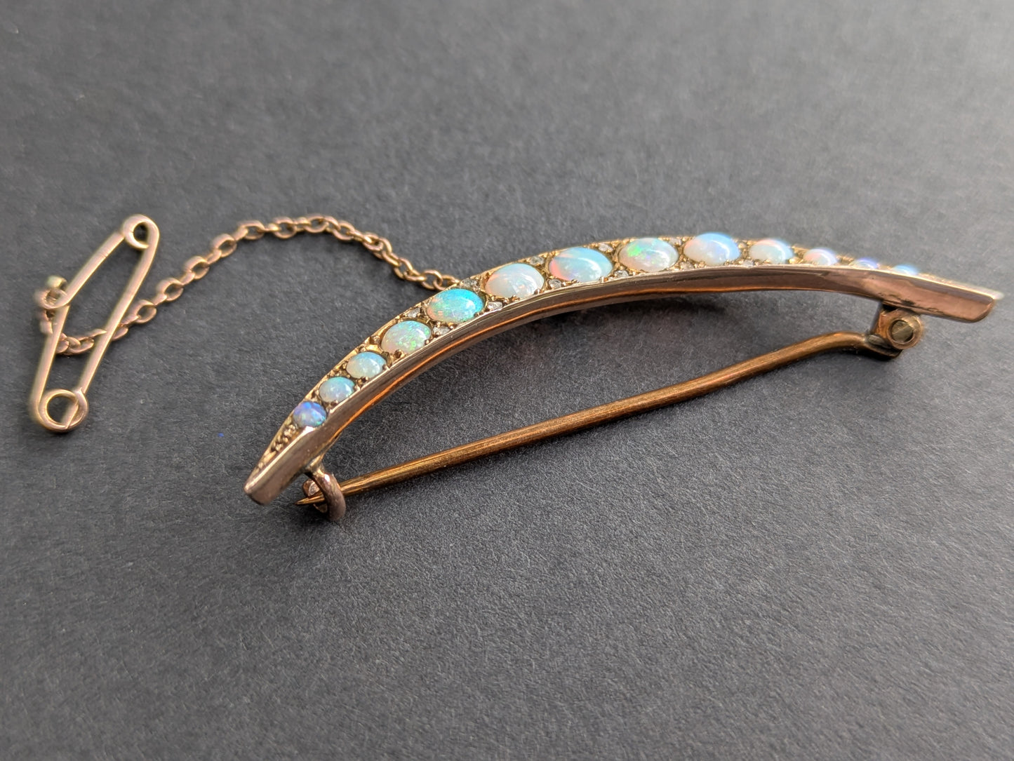 15k Rose Gold and Opal Crescent Brooch