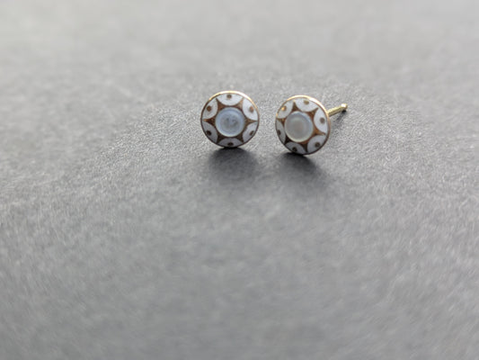 Mother of Pearl and Enamel Stud Earrings