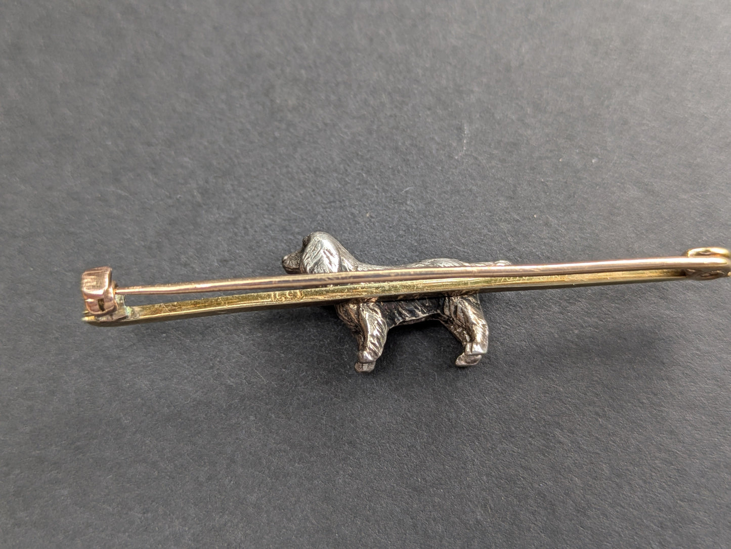 15k Diamond & Silver Spaniel Brooch
