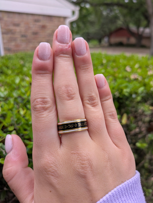 Mr Robinson 18k English Mourning Band with White and Black Enamel 1806
