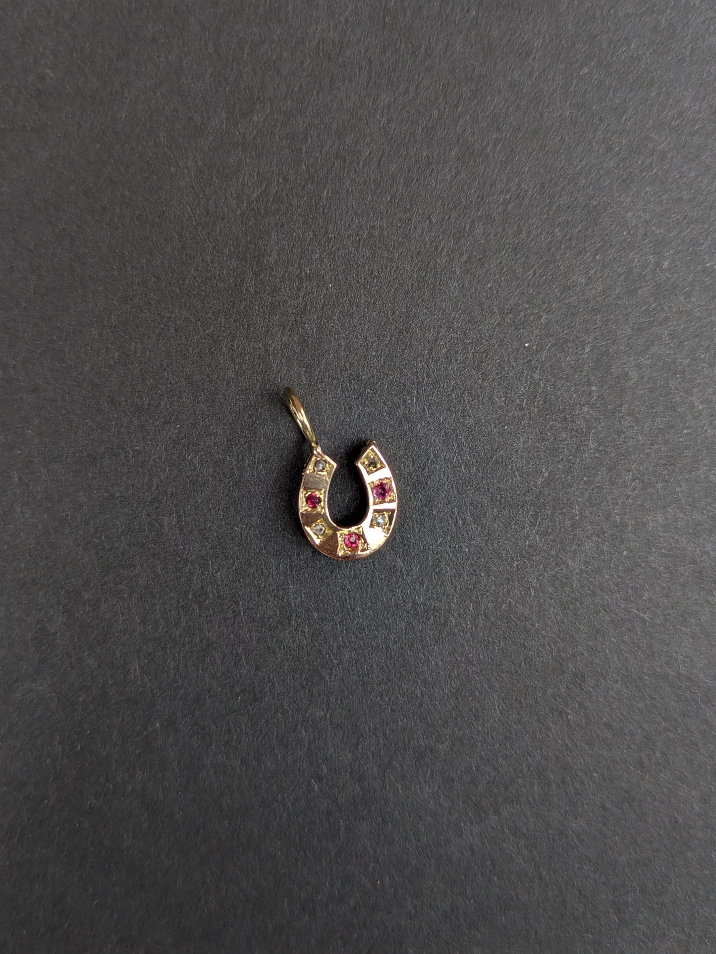 14k Ruby and Diamond Horseshoe Charm